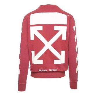 Sudadera con flechas diagonales en rojo.