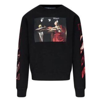Sudadera de cuello redondo ajustada Caravaggio «Negro/Rojo»