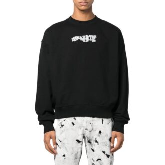 Sudadera de cuello redondo con estampado de logotipo «Negro»