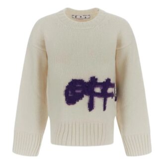 Sudadera de cuello redondo con intarsia del logotipo de Off-White «Blanco Púrpura»