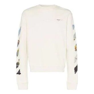 Sudadera de manga corta para hombre SS19 con logotipo trasero pintado en diagonal, color blanco