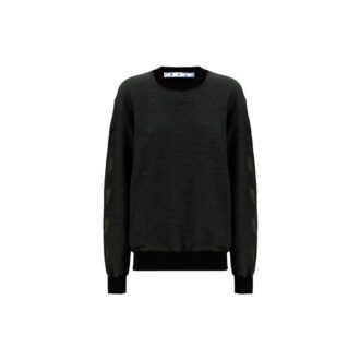 Sudadera deportiva con capucha y cuello redondo Off-White con estampado de flecha, versión ajustada, gris