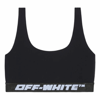 Sujetador deportivo con banda de logotipo Off-White en blanco roto «Negro»