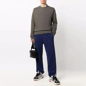 Suéter básico de lana sin capucha para hombre de Off-White, corte holgado, color marrón