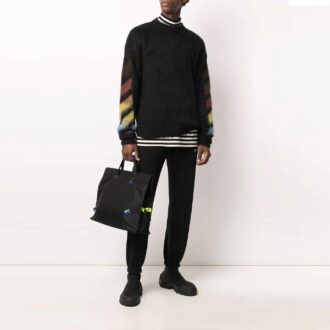 Suéter de hombre con logotipo y eslogan en degradado, color negro