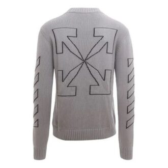 Suéter de lana bordado con logo para hombre Off-White, gris