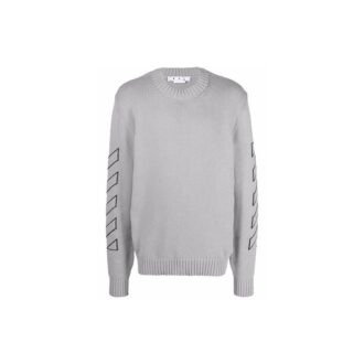 Suéter de lana bordado con logo para hombre Off-White, gris