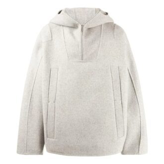 Suéter de lana con capucha y media cremallera de color liso Off-White para hombre FW22 Gris