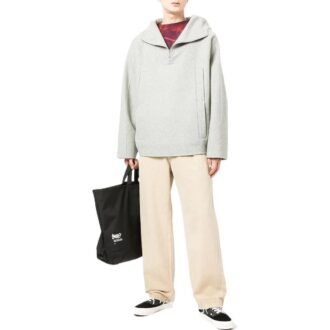 Suéter de lana con capucha y media cremallera de color liso Off-White para hombre FW22 Gris