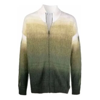 Suéter de lana con cremallera y patrón de Arrows Off-White para hombre FW21, corte holgado, verde