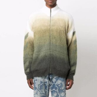Suéter de lana con cremallera y patrón de Arrows Off-White para hombre FW21, corte holgado, verde