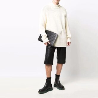 Suéter de lana de cuello alto de color liso con detalle de punto para hombre de Off-White, corte holgado, blanco