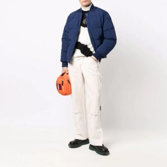 Suéter de lana de cuello redondo de punto con diseño tie-dye y bloques de color para hombre Off-White FW21, corte holgado, blanco