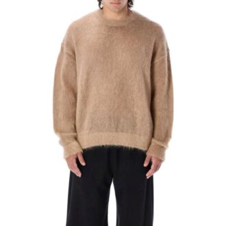 Suéter de lana de cuello redondo y manga larga con estampado de Arrows de Off-White para hombre, colección Otoño-Invierno 2022, versión marrón