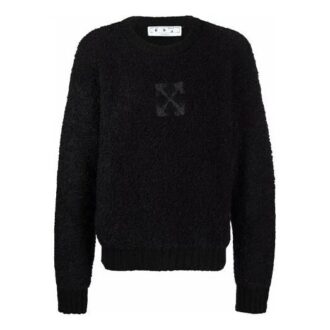 Suéter de lana de cuello redondo y manga larga con estampado de Arrows Off-White para hombre FW21, color negro