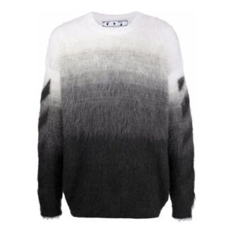 Suéter de lana de cuello redondo y manga larga Off-White para hombre FW21, con degradado, corte holgado, negro otoñal