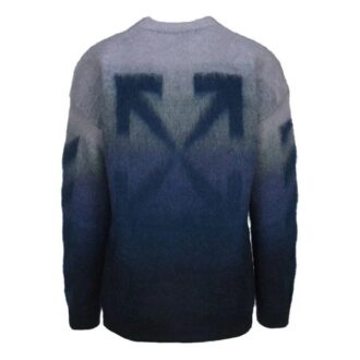 Suéter de lana de cuello redondo y manga larga para hombre Off-White con efecto degradado, corte holgado, azul