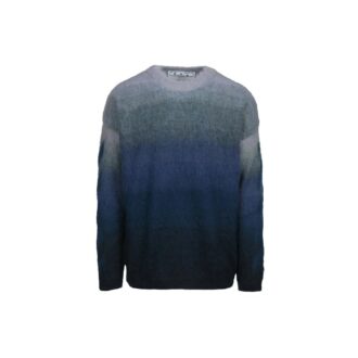 Suéter de lana de cuello redondo y manga larga para hombre Off-White con efecto degradado, corte holgado, azul