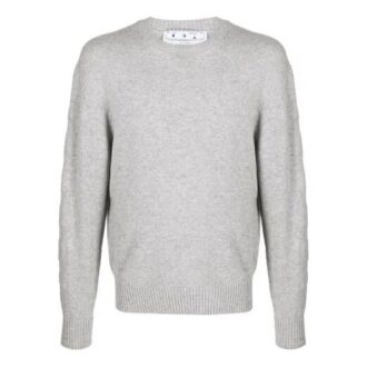 Suéter de lana de cuello redondo y mangas largas Off-White para hombre, corte holgado, color gris