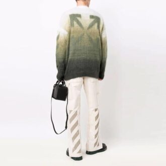 Suéter de lana de manga larga con cuello redondo y efecto degradado para hombre de Off-White, corte holgado, multicolor