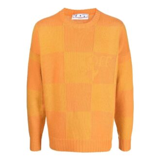 Suéter de punto con intarsia del logotipo en damero