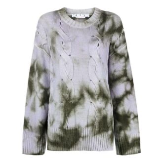 Suéter de punto trenzado con estampado tie-dye de Off-White «Grey Green»