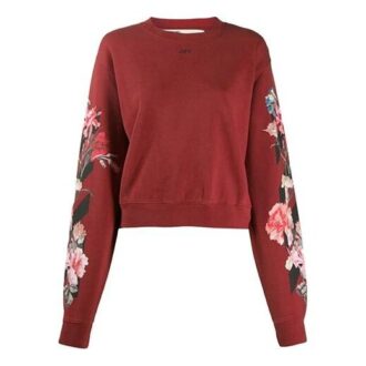 Suéter Off-White con estampado floral en color burdeos