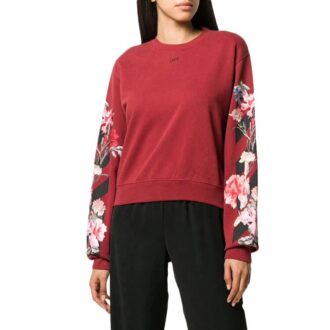 Suéter Off-White con estampado floral en color burdeos