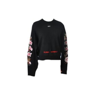 Suéter Off-White Fw17 de cuello redondo con bordado floral de flores de cerezo
