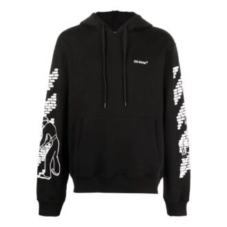 Versión de manga larga con capucha y cordón con estampado del logotipo FW22, color negro