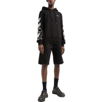 Versión de manga larga con capucha y cordón con estampado del logotipo FW22, color negro