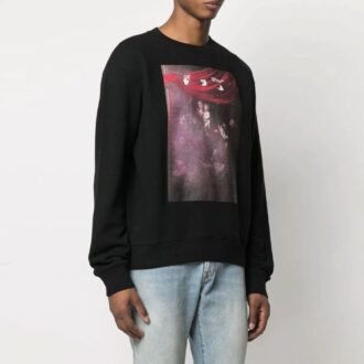 Versión de manga larga con cuello redondo y estampado de Arrows de la colección primavera-verano 2021, color negro