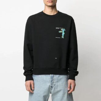 Versión de manga larga con cuello redondo y estampado de Arrows SS21, color negro