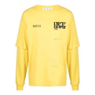 Versión de manga larga con estampado de letras casual en amarillo