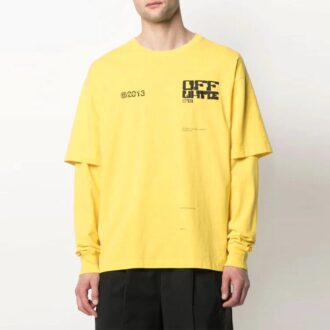 Versión de manga larga con estampado de letras casual en amarillo