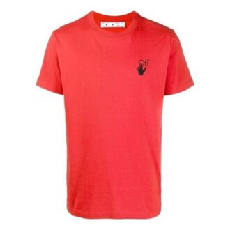 Versión de pantalones cortos con cuello redondo y estampado del logotipo SS21, color rojo