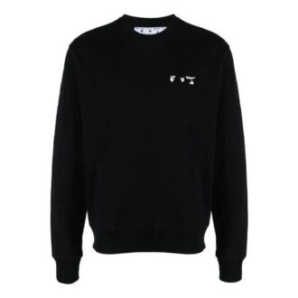 Versión de suéter de cuello redondo con estampado de logotipo SS21, color negro
