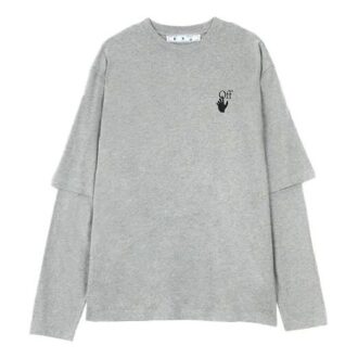 Versión normal de manga larga con cuello redondo y estampado trasero con el logotipo de la temporada primavera-verano 2021, color gris