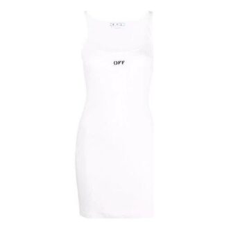 Vestido básico de canalé Off-White Off Stamp «Blanco»