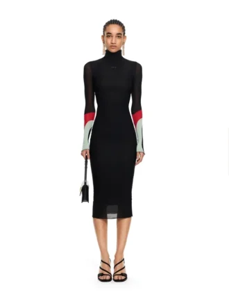 Vestido con inserciones de jersey ligero
