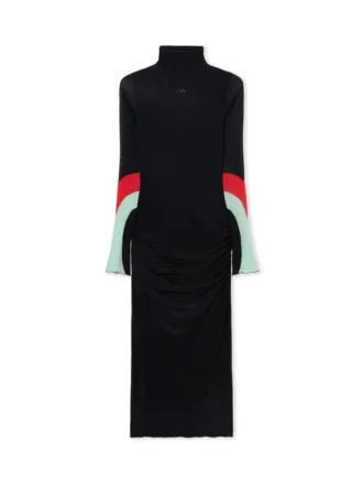 Vestido con inserciones de jersey ligero