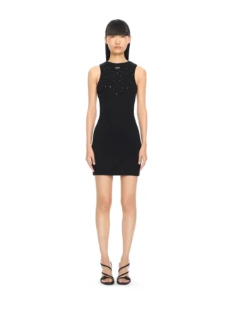 Vestido de remo acanalado OW X Swarovski