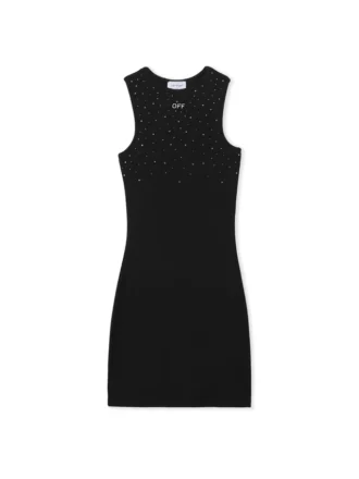 Vestido de remo acanalado OW X Swarovski