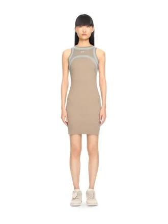 Vestido redondo acanalado con estampado Spray Off