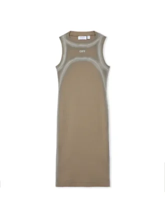 Vestido redondo acanalado con estampado Spray Off