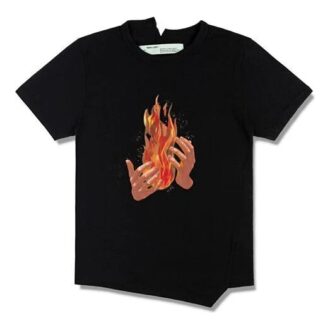 Virgil Abloh Camiseta de Pantalones Cortos negros Diag Fire