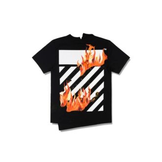 Virgil Abloh Camiseta de Pantalones Cortos negros Diag Fire
