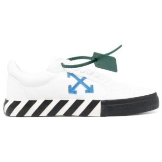 Zapatilla baja de lona Vulcanized «Blanco, negro, azul y naranja»