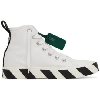 Zapatilla de lona vulcanizada de caña media «Blanco Verde Negro»